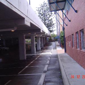 Between New Carpark and Existing Building